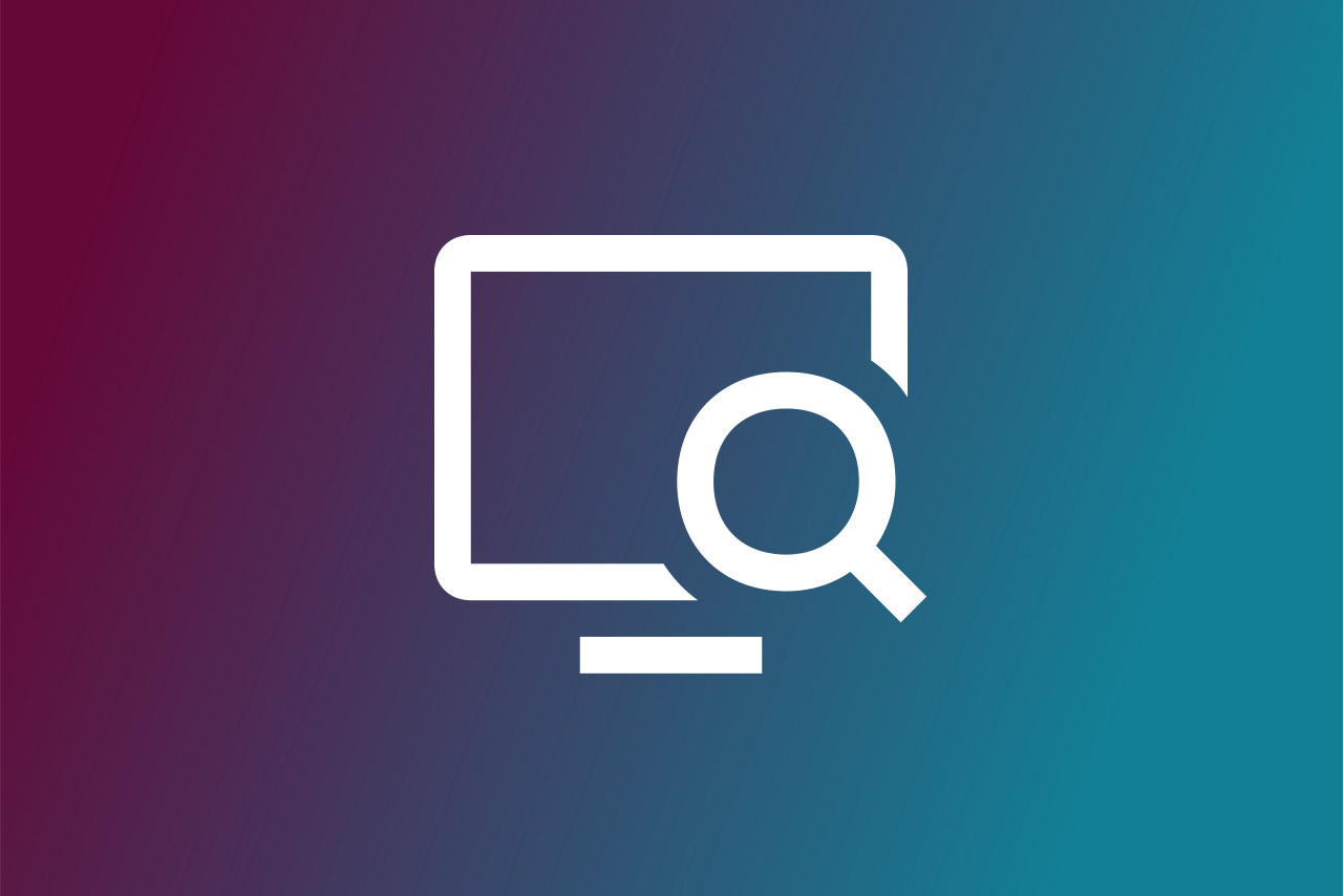 Computer screen with a magnifying glass.
