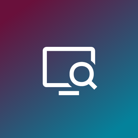 The image shows an icon with a computer and a magnifying glass