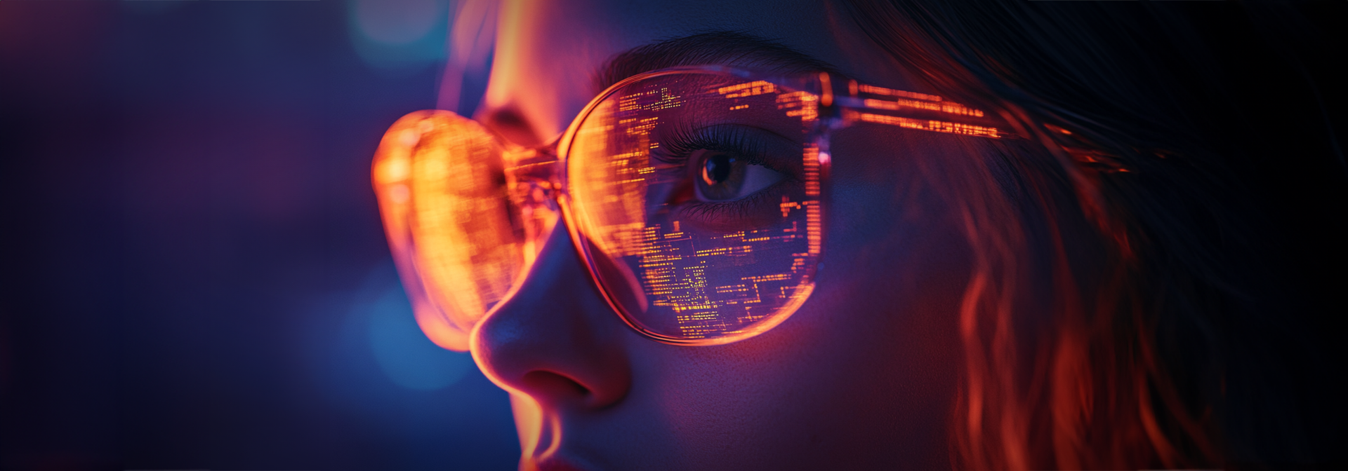 Woman with glasses looking to the left.