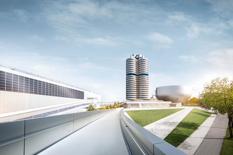 In the distance, you can see the Four-Cylinder, BMW AG's most famous building. 
